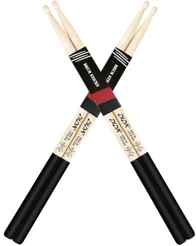 Drum Sticks for Drums, Natural Solid Wood丨Weight Balanced丨Non-Slip Grip, Live Performance & Drum Kit Practice Accessories, Percussion Drumsticks for Professional Beginner (2 Pairs, 5B)
