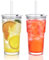 VITEVER 20 oz Ribbed Glass Tumbler with Straw and Lid, 2 Pack 530ml Iced Coffee Cups, Ripple Design Glass Latte Cups for Coffee, Soda, Smoothies, Cocktails, Juice Maccha, and Cold Beverages