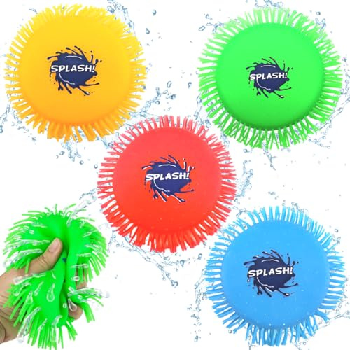 Wasser Frisbee, 4 Stück Wasserfrisbee Splash, Wasser Wurfscheibe aus Schaumstoff und Silikon, Wurfscheibe Wasserspielzeug, Sensorisches Stressabbau Poolspielzeug für Kinder