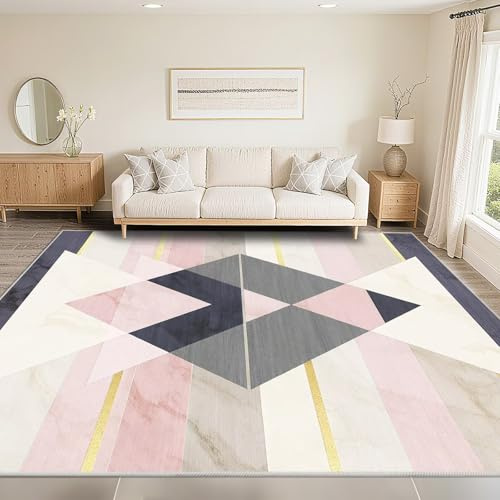 DJHWWD Fußabtreter Innen 40X60cm,Geometrische Moderne Rosa Pflegeleicht,Weich,Waschbar In Waschmaschine für Eingang,Haustür,Esszimmer