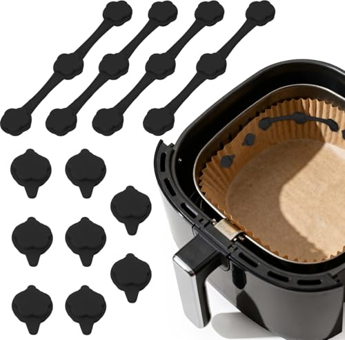 Aimants pour Airfryer Papier sulfurisé magnétique Boucle de fixation magnétique en silicone pour friteuse à air chaud Aimant en silicone Schna pour cuisiner dans une friteuse à air chaud (noir x 4)