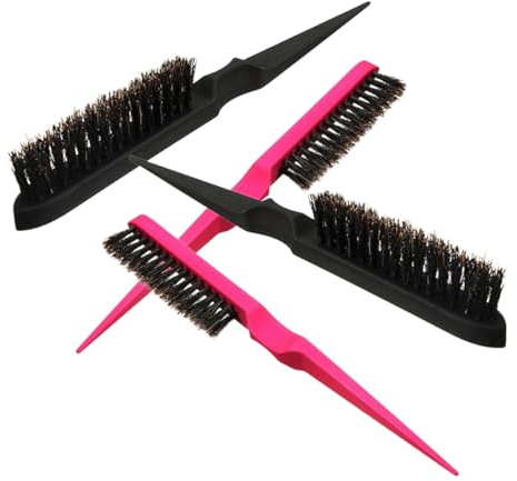 Healeved 4pezzi Pettine per Capelli Ricci Setole di Maiale Tool Multiuso per Parrucchiere e Casa Impugnatura Sottile per Stimolare Capelluto Resistente e Sicuro Colore Casuale