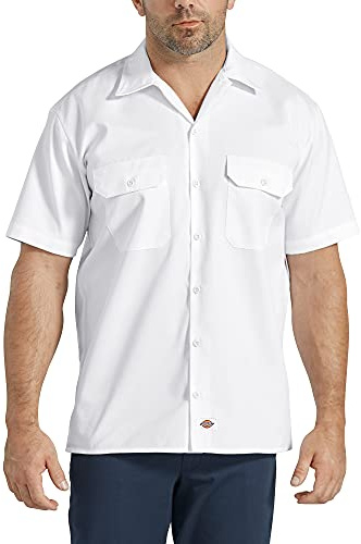 Dickies Arbetströja för män, kortärmad fritidsskjorta, Vit, 5XL
