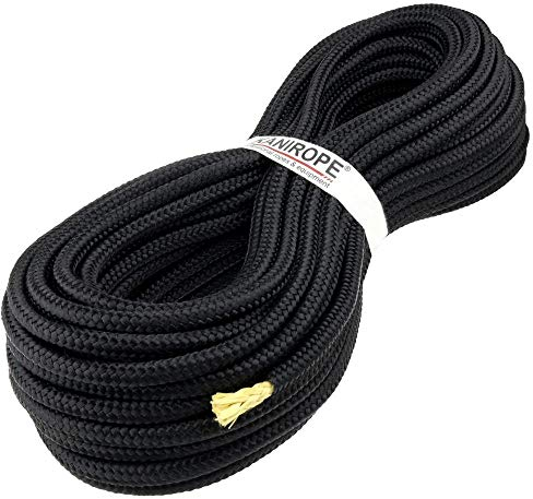 Kanirope® Polyesterseil mit Aramidkern Kevlarseil Seil PARABRAID 5mm 10m Schwarz geflochten