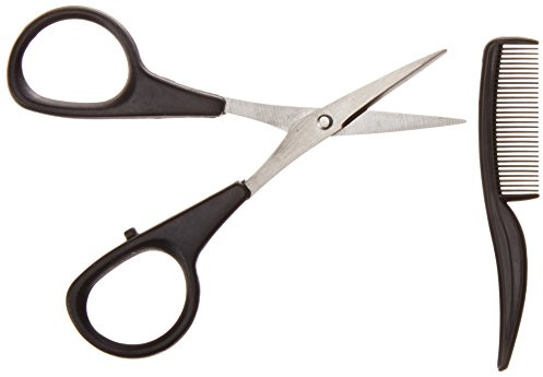 Allary Men's Beard and Mustache Scissors, Mini Comb Trimming Kit