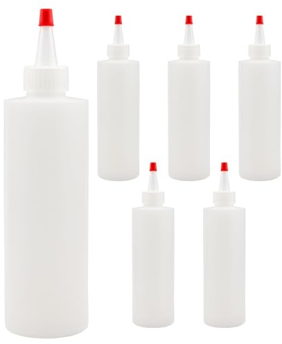 Cornucopia Brands 8oz HDPE Plastic Squeeze Bottles w/Yorker Tips (6-Pack), Empty Refillable Bottles for Arts, Crafts & Kitchen (6-Pack)