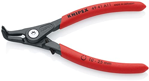 Knipex Pinza di Precisione per Anelli di Sicurezza per Anelli di Sicurezza Esterni Su Alberi Bonderizzata Grigia, Rivestiti in Resina Sintetica Antiscivolo 130 Mm 49 41 A11
