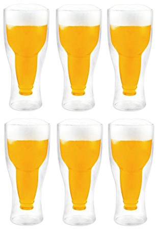 Doppelwandige Thermo Biergläser 6er Set mit 340ml Füllmenge - genießen Sie länger Ihr kühles Bier !!!