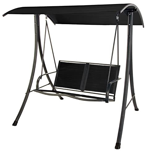 VERDELOOK Hollywoodschaukel 2-Sitzer mit Gestell aus lackiertem Metall und Abdeckung aus Polyester, 150 x 120 x 160 cm, Anthrazitgrau