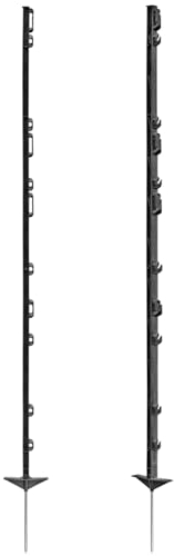 VOSS.farming 20x Weidezaunpfähle Kunststoff 156cm schwarz 11 Ösen Weidezaunpfahl Kunststoffpfahl Weidezaun Aufstellpfahl Doppeltritt Pferde Ponys