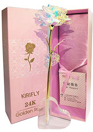 KIRIFLY Weihnachten Gold Rose Geschenk für Frauen Blumen Künstlich Deko Unechte Blumen für Hochzeitstag Freundin Ehefrau Muttertag Dankeschön Schwester Jahrestag Weihnachtstag