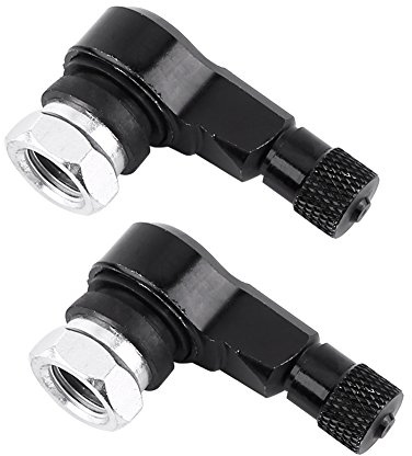 Keenso 2 stücke 90 Grad Reifen Ventilschaft Universal Motorrad Aluminium Reifen Ventilschaft Kappen 11,3mm(schwarz) Autoversicherung & Autoreparatur