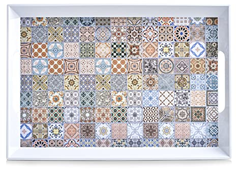 Zeller 26615 Melamintablett Mosaik, ca. 50 x 35 x 5 cm, Serviertablett Frühstückstablett
