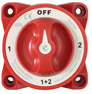 Proster Doppelbatterie Isolator Marineschalter 350 Amp 4 Position Batterietrennschalter Abnehmbarer Knopf für Maschine Lkw Boot Van Elektronische Autos