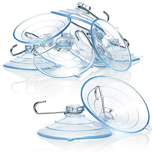 com-four® 10x Saugnapf XL - Universal Saugnapfhalter mit Metallhaken - Saugnäpfe zum Aufhängen von Lichterketten, Handtüchern, Dekorationen (Ø 6cm - 10 Stück)