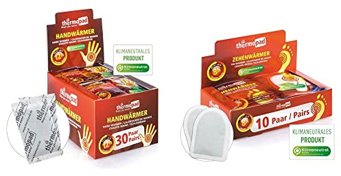 THERMOPAD Handwärmer – DAS ORIGINAL: 30Paar Wärmepads für 12 Stunden Wärme I Sofort Taschenwärmer & Zehenwärmer – DAS ORIGINAL: 10 Paar Wärmepads für 8 Stunden Wärme I Sofort einsatzbereite Fußwärmer
