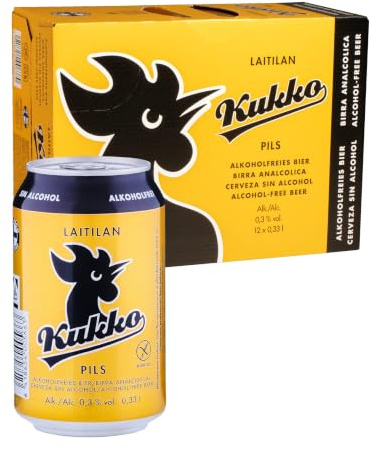 Kukko Birra Pils Analcolica Senza Glutine, 24 x 0,33 L | Pils analcolica e senza glutine, dal gusto fresco e piacevolmente amaro; confezione da 24 lattine.
