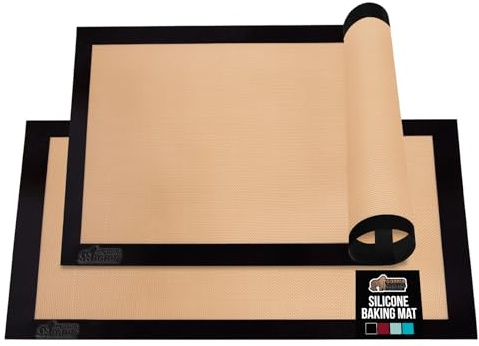 GORILLA GRIP Food Grade Reusable Nonstick Silicone Baking Mat, 16.5x11.87, Half Sheet, Oven Safe Cookie Sheet Liners, Up to 500 Degrees, No Mess Easy Clean Pastry Mats, Kitchen Essentials, 2PK, Black