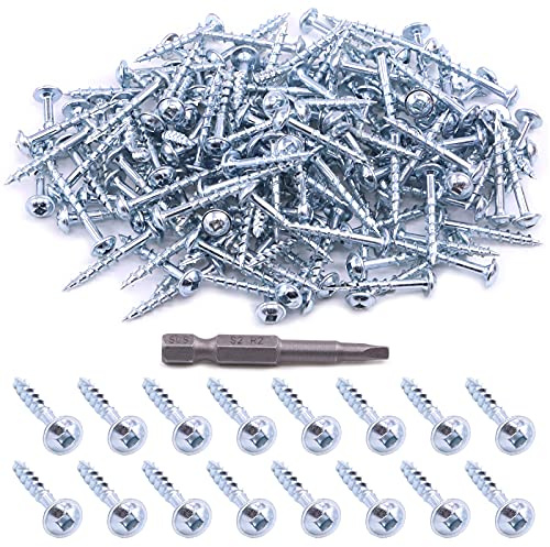 Glarks 160 tornillos de agujero de bolsillo #8 x 1-1/4 pulgadas con revestimiento de zinc, tornillos de madera autorroscantes de rosca gruesa para madera y chapa (rosca gruesa #8 x 1-1/4 pulgadas)