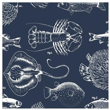 Contour Antibac Into the Deep Navy Wallpaper | Paste the Wall Application | Navy Animal | Eco-Friendly