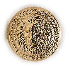 5pcs Vintage Lion Pattern Shank Metal Button Round for Sewing Clothing Suits Blazer Jacket Uniform Handwork (Golden, 15mm)