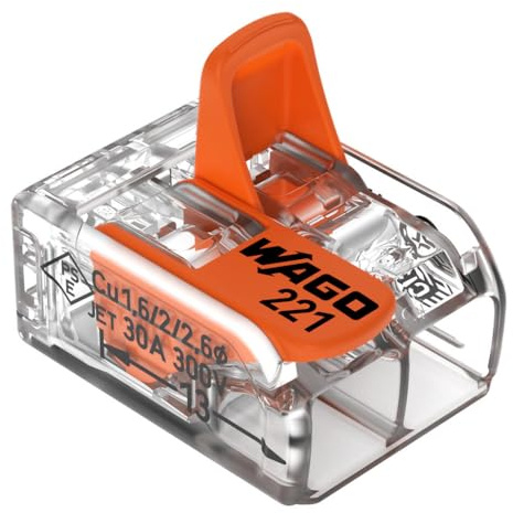 WAGO Terminali di collegamento 221-612 | 2 poli, fino a 6 mm², connettori per cavi COMPACT con leva per tutti i tipi di conduttori in tutto il mondo, sicurezza delle applicazioni confermata, 10 pezzi