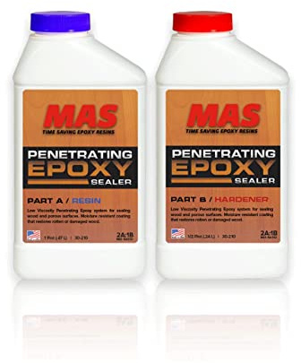 MAS Epoxies Penetrating Epoxy Resin Wood Sealer, 1.5 Pint, 2-Part for Countertops, Wood Stain, Rot Repair and Restoration