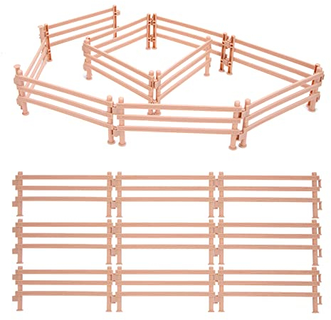 Wisplye Fence Spielset, Pferdezaun Spielzeug, 40 Stücke Pferd Corral Fechten Zubehör für Bauernhof Scheune Koppel Pferd Stall Nutztier, Farm Zaun Panel, Kunststoff Micro Landschaft Deko