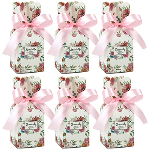 Allbusky 50PCS Paper Candy Boxes - Mori Wedding Favour and Party Gift Treats in Vase Shape With Decorations