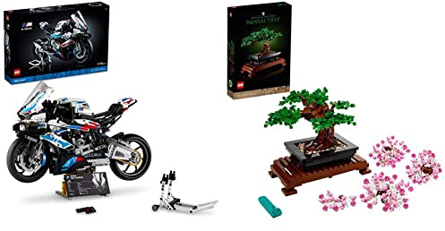 LEGO 42130 Technic BMW M 1000 RR Motorbike Model Kit for Adults & 10281 Icons Bonsai Tree Set for Adults, Plants Home Décor DIY Projects, Relaxing Creative Activity Gift Idea, Botanical Collection