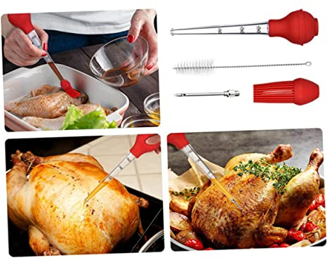 BESTonZON 4stücke Bratenspritze Für Truthahn Würzpumpe Für Truthahn Tropföl-würzrohr Grillwerkzeug Kreative Silikon Bratenspritze Mit Reinigungsbürste Und Nadel Für Und Andere