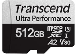 Transcend USD340S 512GB microSDXC U3 V30 A2 Memory Card with Adapter, Speed up to 160/125MB/s for Nintendo Switch, Steam Deck, Tablet & Smartphone TS512GUSD340S
