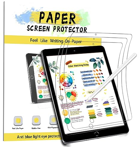Hiins 3 pack película protectora de estera de papel de 9,7 pulgadas para iPad generación 6/5 (modelo 2018/2017), iPad Air 2/1 (2014/2013),película de escritura antideslumbrante para dibujar, escribir.