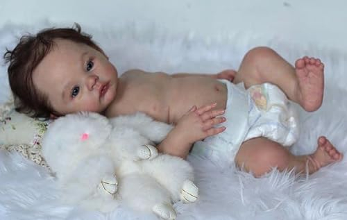 Anano Reborn Baby Vollsilikon Lebensecht Mädchen 48CM Babypuppe Wie Echtes Baby Ganzkörper Silikon Vinyl Waschbare Körper Flexible Reborn Neugeborenen Puppe Silikonpuppes