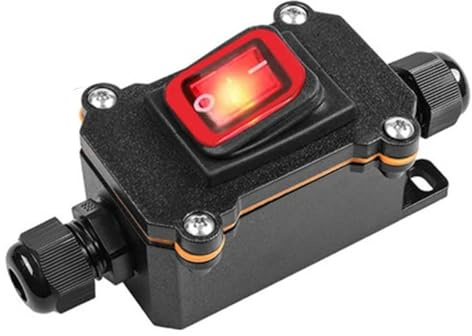 VONVOFF Waterproof Inline Cord Switch,DPST AC 20A-125V,16A-250V On Off Toggle Switch with Red Light Rocker Button Switch,Outdoor Start Stop Switch,Two Side Entry and Exit Line