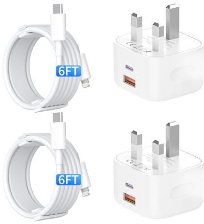 SANYEYE iPhone Charger,2Pack [Apple MFi Certified] 20W USB C and Wall Charger Dual Port Fast Plug Adapter with 6FT Cable for 14/13/12/11/Pro/Pro Max/XS/X More