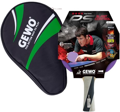 GEWO PS Blast Control Tischtennisschläger & GEWO Tischtennisschläger Hülle mit Ballfach grün - ITTF genehmigter Profi-Tischtennisschläger, konkav, 1,8mm Schwamm