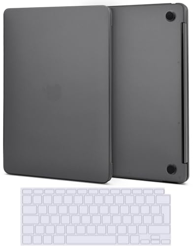 TECOOL Fein Gefrostete Hülle für MacBook Air M1 (A2337) / MacBook Air 13 Zoll Retina 2020 2019 2018 (A2179 A1932), Ultradünne Schutzhülle Hartschale Case u. EU Tastaturschutz, Space Grau