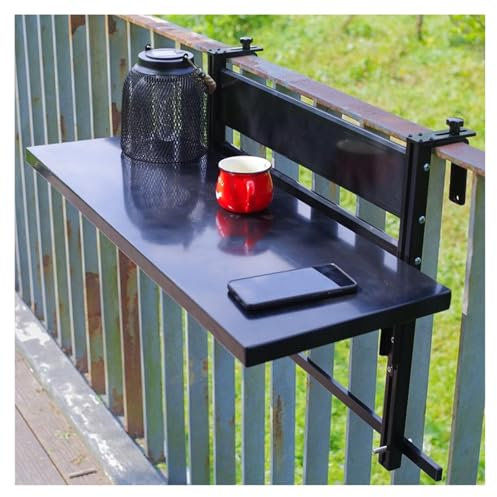 ZXCASDF Balkontisch zum Einhängen,Tisch für balkongeländer klappbar,Balkonhängetisch，Gartentisch wetterfest, Hängetisch klein Outdoor-Tisch，höhenverstellbar(White,L80*W30cm/L31.5*W11.8in)