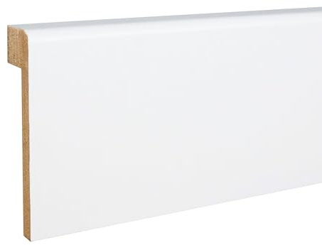 Fliesenabdeckleiste Bis 65 mm Höhe 19 x 80 x 2500 mm MDF-Kern foliert Weiß zum Kleben, Schrauben & Nageln Abdeckleiste für Fliesensockel by PROVISTON 62.5 Meter | 25 Stück