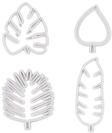 4Pcs Cookie Cutters Set,Reausable Plastic Tropical Leaf Cookie,Leaf Mini Cutters Fondant for DIY Decorative Baking Tools Biscuit Cake Party Tools