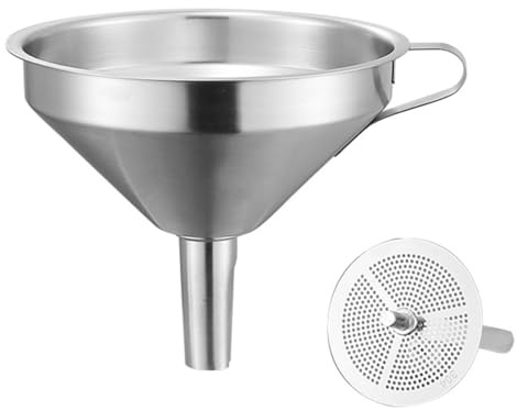 Hsthe Sea 11cm Set di imbuti da Cucina in Acciaio Inossidabile con Manico, Filtro Staccabile, Imbuto in Metallo Ideale per Bottiglie, liquidi, Oli, polveri, succhi, Vini, caffè, tè e marmellata