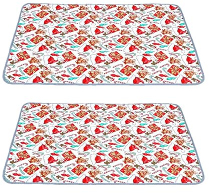 FANSU 2 Stück Welpen Unterlagen, Weihnachten Wiederverwendbare PIPI Matten für Hunde, Inkontinenzunterlage Waschbar, Welpenunterlage für Hunde, Katzen, Meerschweinchen (150x90cm,Weihnachten 4)