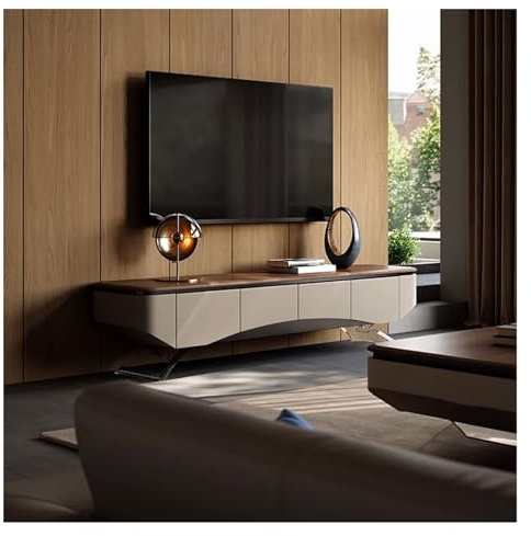 GLigeT TV Schrank Hängend Moderner TV-Ständer mit Beinen, Holz-Entertainment-Center-Medienkonsole, Haushalts-TV-Regal, Medienkonsolenschrank zur Aufbewahrung TV Lowboard Hängend