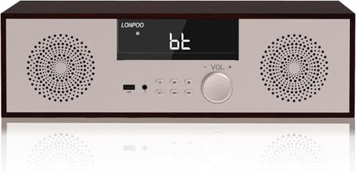 Compact System Micro HiFi System, CD Stereo System, 40 Watts RMS Music System with CD Player, FM Radio, Bluetooth, AUX-in, Headphone Output, DSP Tech, Clear Sounds and Rich Bass Sound,Golden