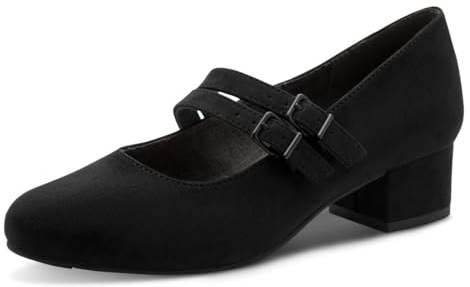 Jana Damen Mary Jane Kleiner Absatz Vegan, Schwarz (Black), 39 EU