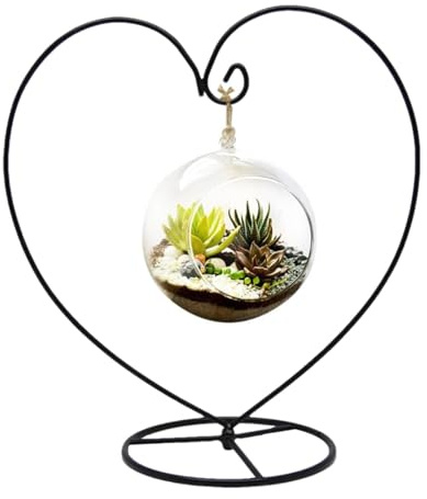 Espositore ornamentale | Supporto per ornamento a forma di cuore, gancio in ferro da appendere per terrari di piante, palle da strega e decorazioni per matrimoni