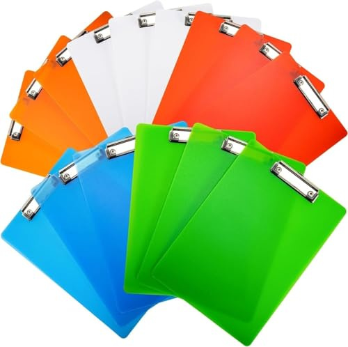 Loppdece A4 Klemmbrett, Gummierter Metalklemme, 22 x 31 cm | Pad Halter, Schreibblock Set In 5 Farben, Kunststoff-Klemmbrett, for Büro Schule Arbeit Business