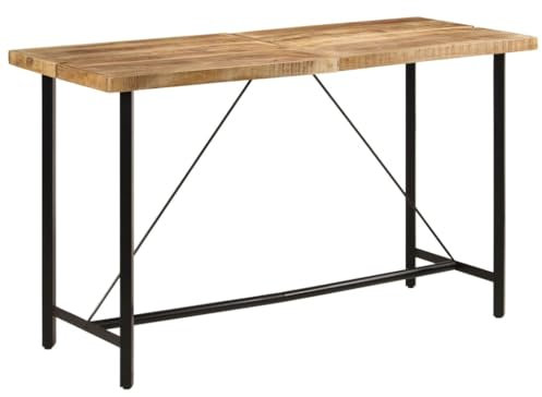 KATERYY Tavolino da Bar 180x70x107 cm Legno Massello di Mango e Ferro,Tavolo da Bar Ampio in Legno Massello di Mango con Telaio in Ferro per Interni ed Esterni Sala da pranzo