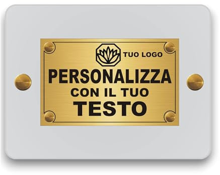 Targa Plexiglass Personalizzata per Esterno con Placca Oro o Argento Incisa a Laser – Targhetta Professionale per Ufficio, Studio, B&B, Casa Vacanze o Attività – Made in Italy – Lo Realizzo®